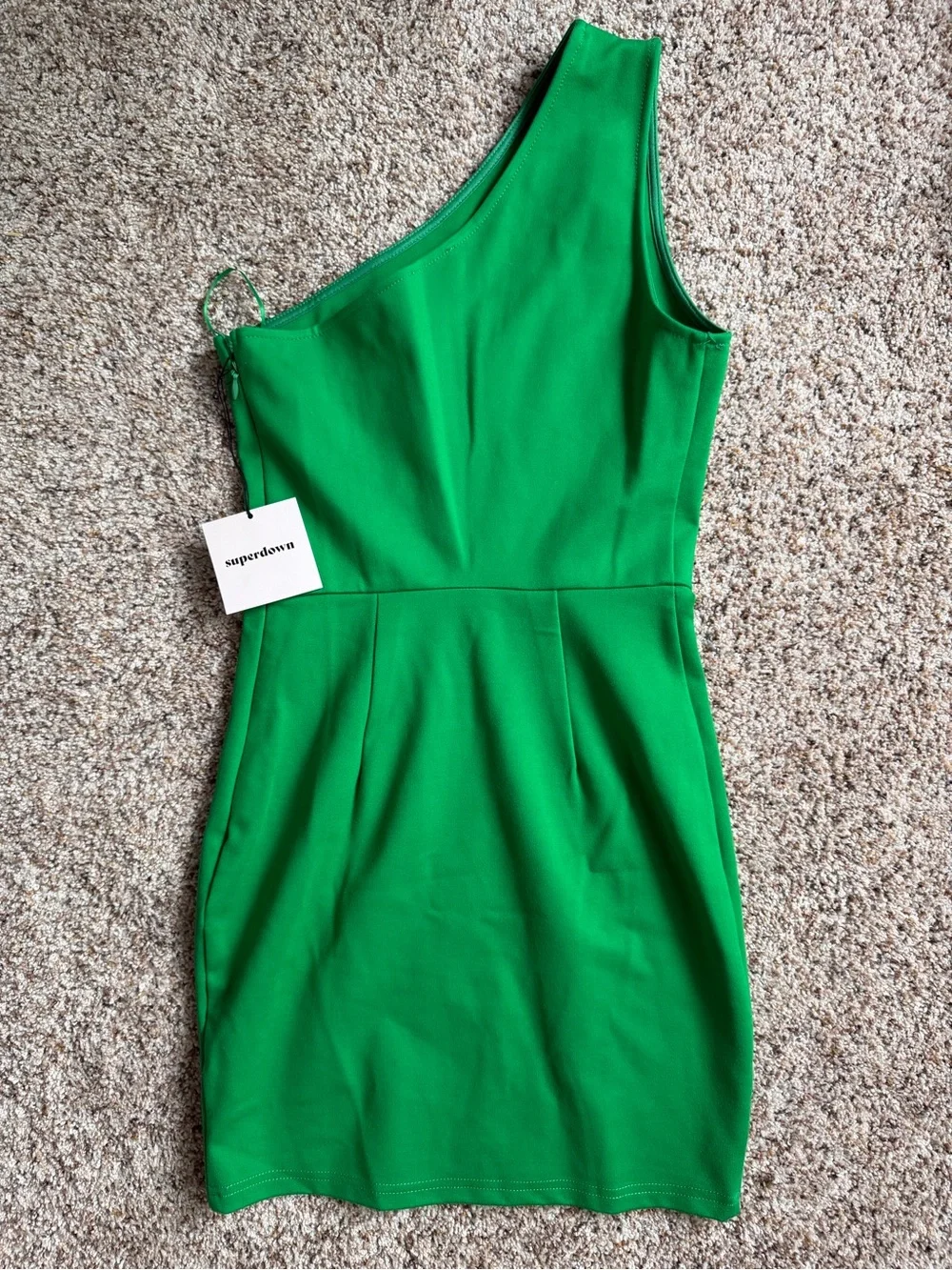 Superdown One-Shoulder Green Mini Dress